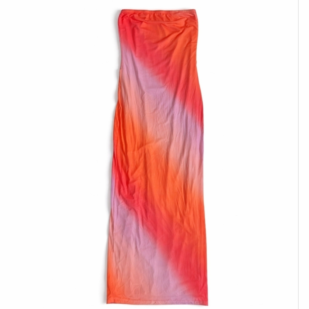 See you Monday midnight sun 90s y2k summery sunset tube strapless dress size M - Picture 2 of 6